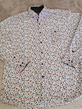 Cigar Couture Floral Button Down Shirt Men 3XL Red Blue Designer Style
